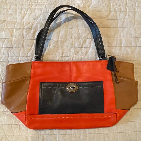 Coach Carrie Color Block Leather Tote in excellent condition - Picture 1 of 6